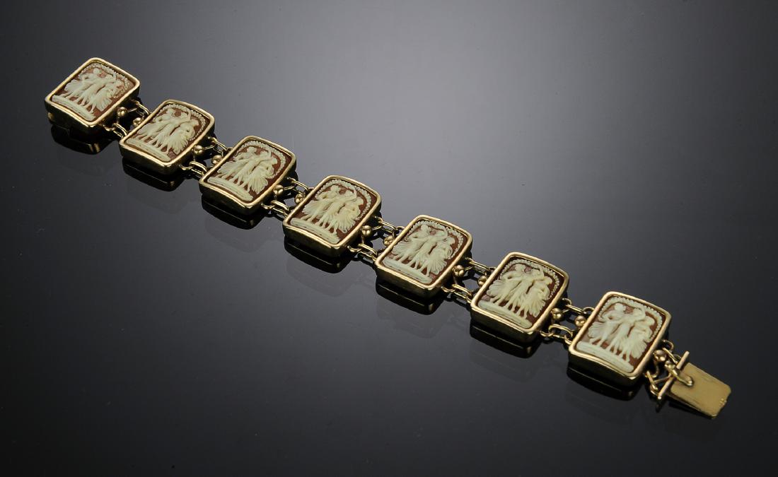 14K Gold Three Graces Shell Cameo Bracelet (1 of 3)
