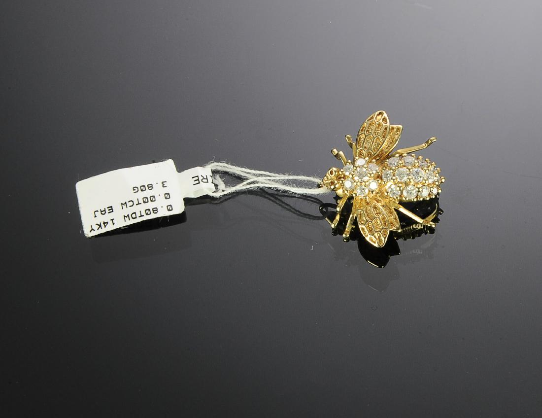 14K Gold & Diamond Honey Bee Pin (1 of 2)