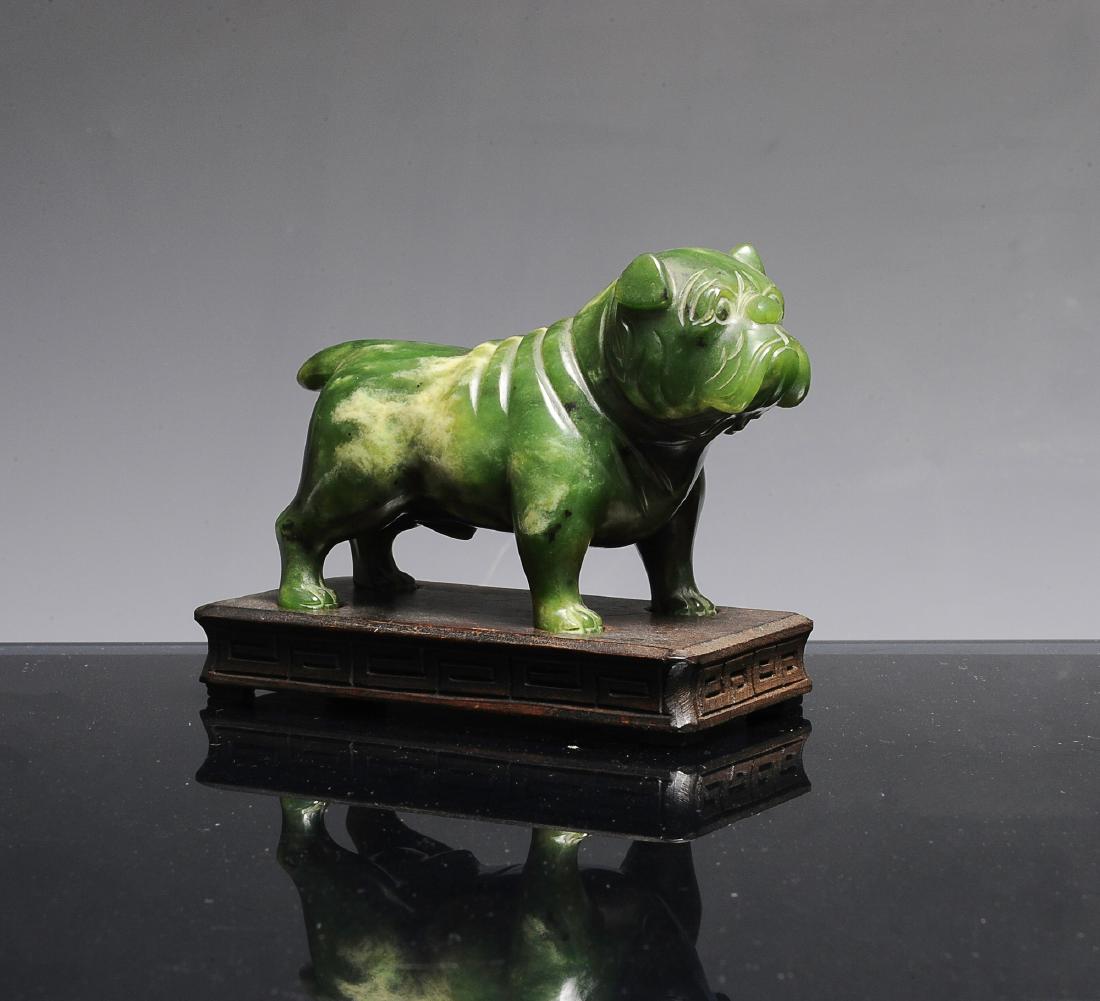 Carved Jade Bulldog w/ Stand (1 of 6)