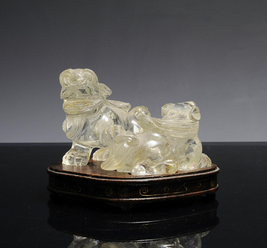 Chinese Pair of Rock Crystal Lions, Early 20th C (1 of 5)