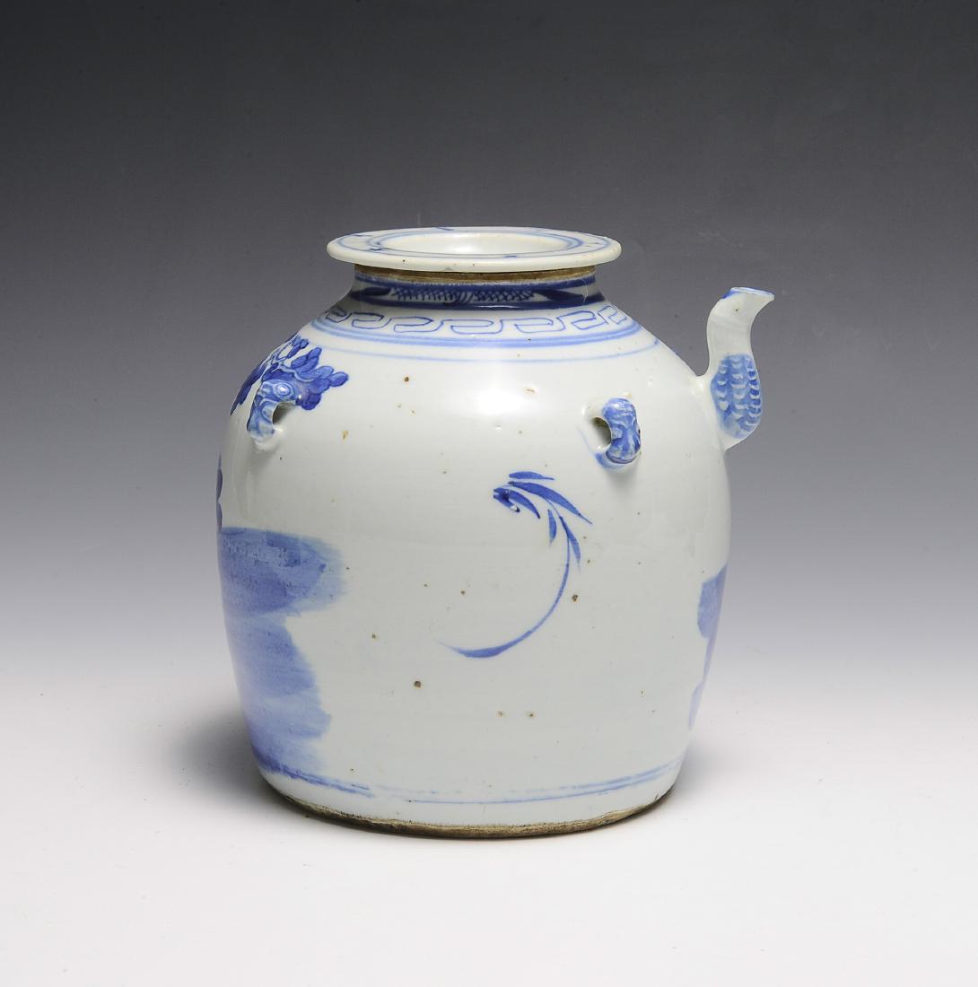 Chinese Blue & White Ceramic Teapot, 19th C (1 of 5)