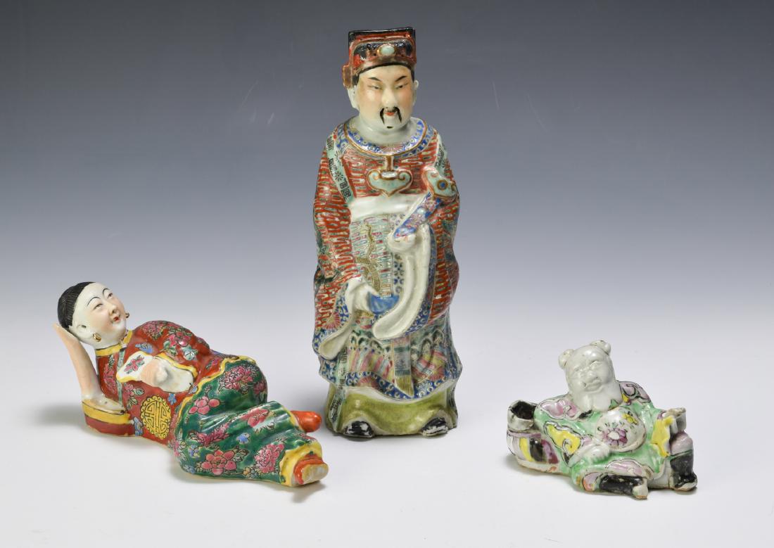 3 Chinese Famille Rose Porcelain Figures 18th - 19th C (1 of 3)