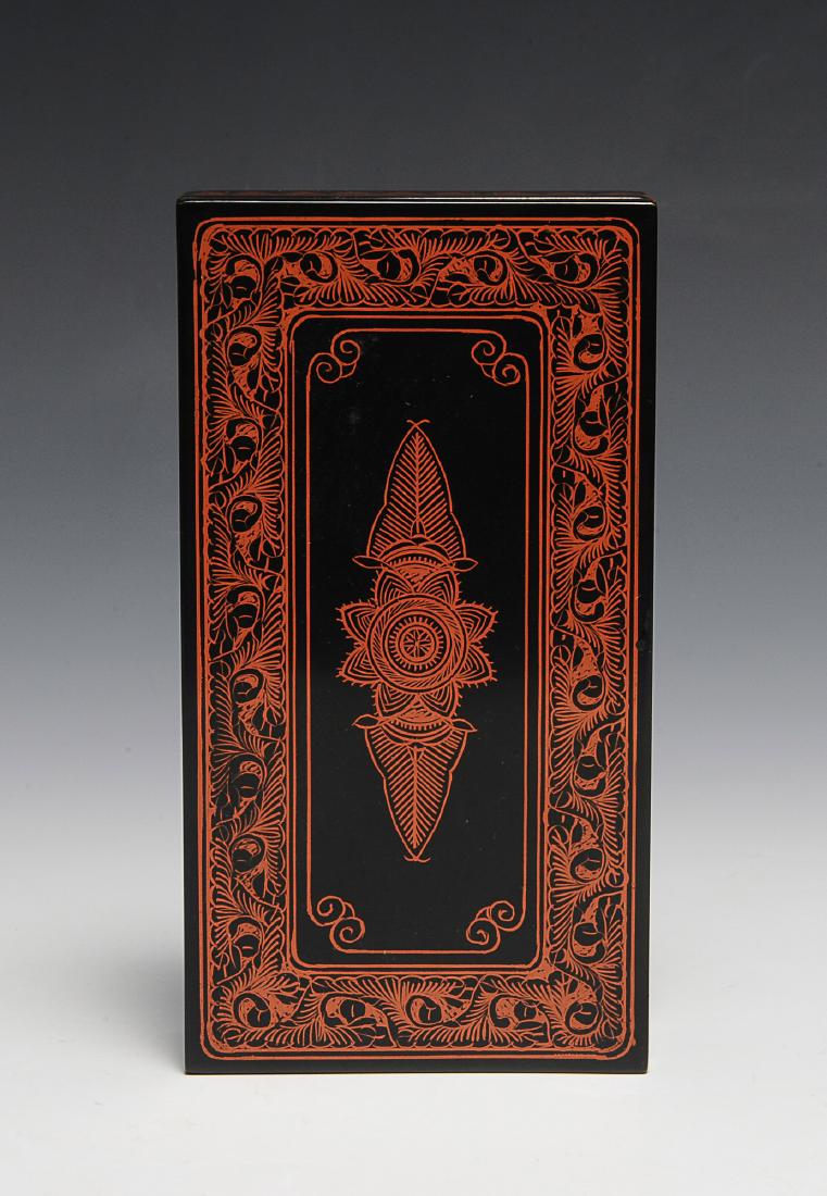 Red and Black Decorated Lacquer Box (1 of 3)