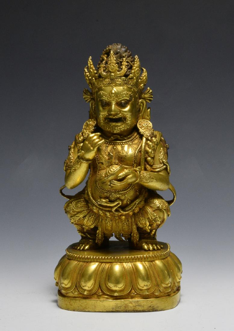 Gilt Bronze Buddhist Guardian, 20th C. (1 of 5)