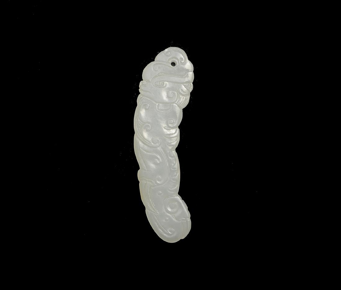 Chinese White Jade Carving of a Dragon, 18th Century (1 of 2)