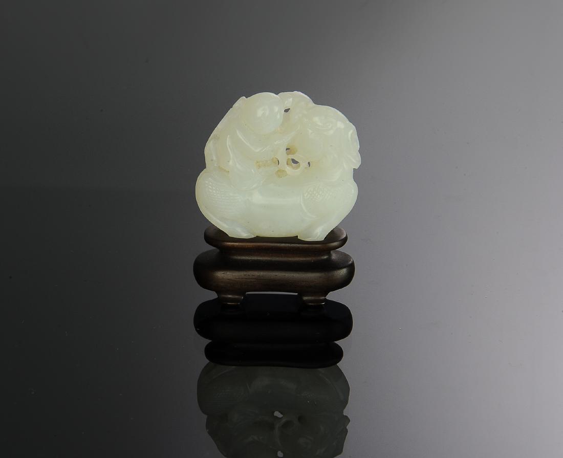 Chinese White Jade Carving w/ Stand, 19th Century (1 of 6)