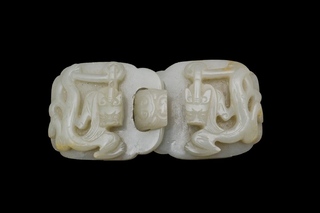 Chinese Jade 2 Part Belt Buckle, 18th Century (1 of 3)