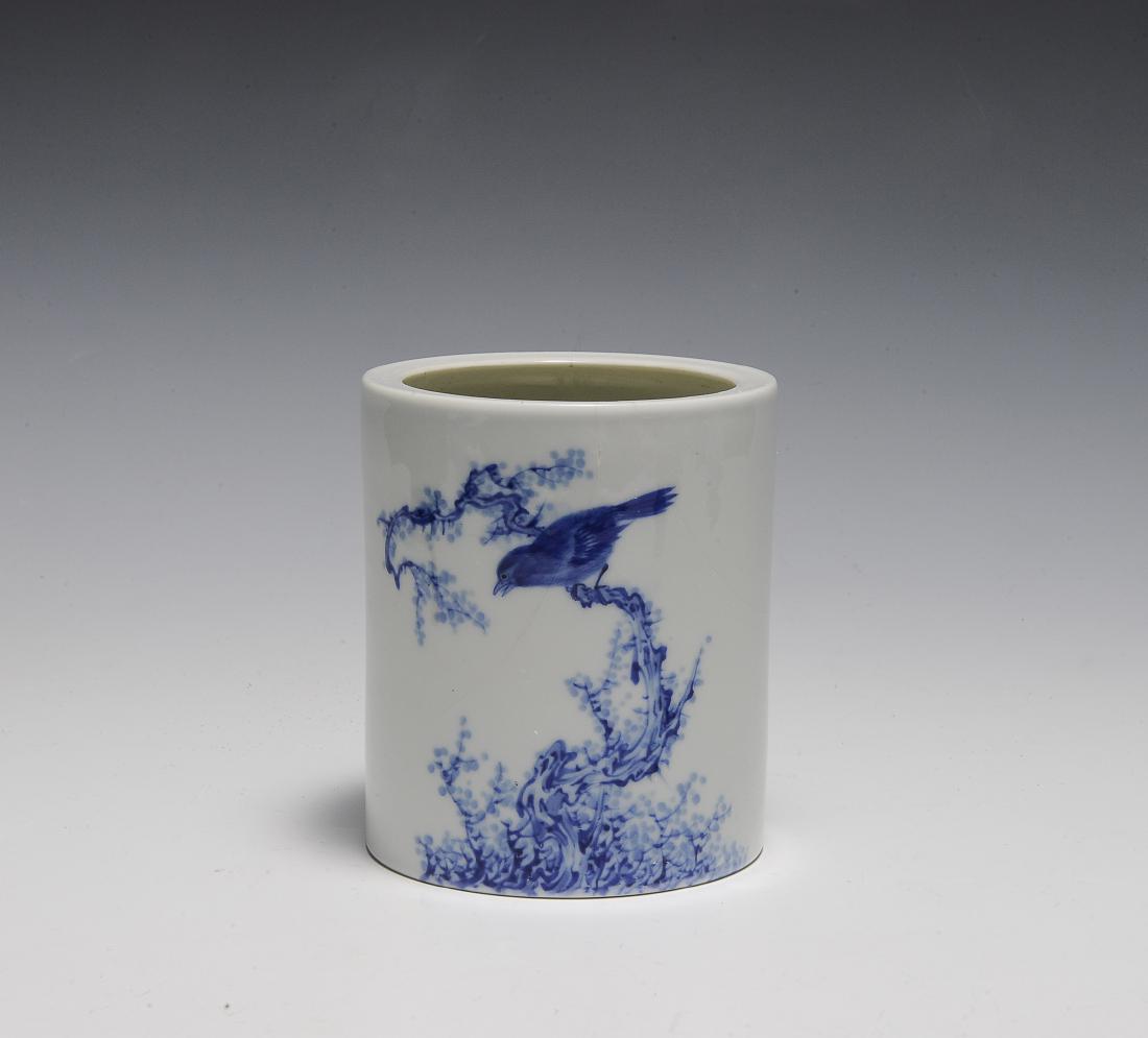 Wang Bu Style Blue & White Brush Pot, Republic (1 of 6)