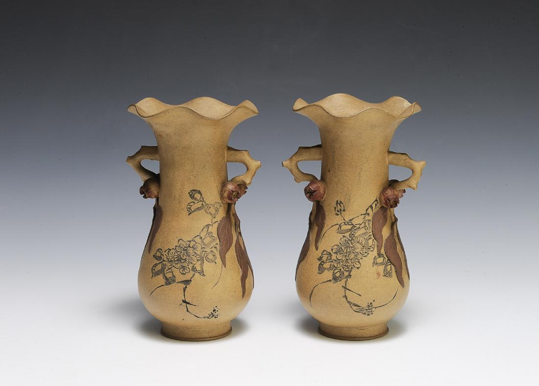 Pair of Chinese Yixing Vases by Chiyan (1 of 6)