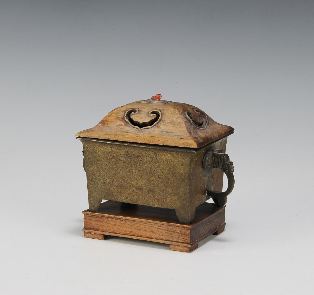 Chinese Rectangular Bronze Incense Burner, 19th Century (1 of 7)