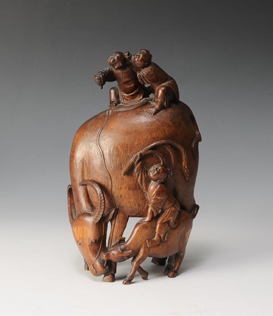 Chinese Bamboo Carving of Boys & Oxen, 18th Century (1 of 8)