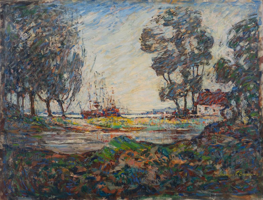 Francis F. Brown Oil On Canvas The Backwater 1916 (1 of 5)