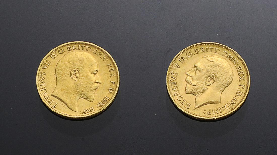 British Gold Half Sovereign Coins 1902 & 1913 (2) (1 of 2)