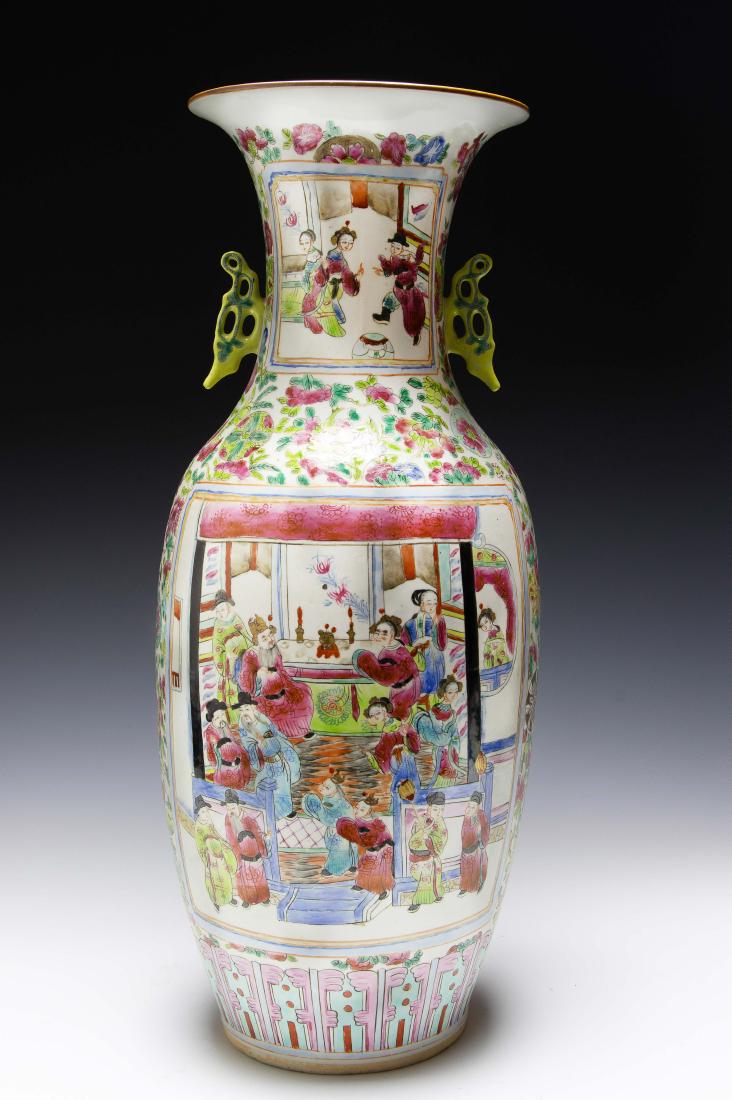 Chinese Ceramic Double Handled Vase 23" Tall (1 of 6)