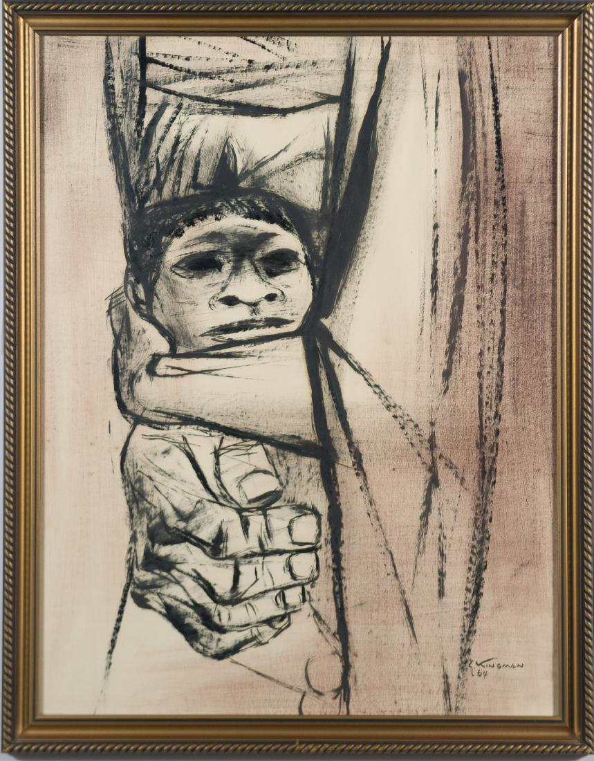 Eduardo Kingman Ink Painting Child in Embrace (1 of 5)