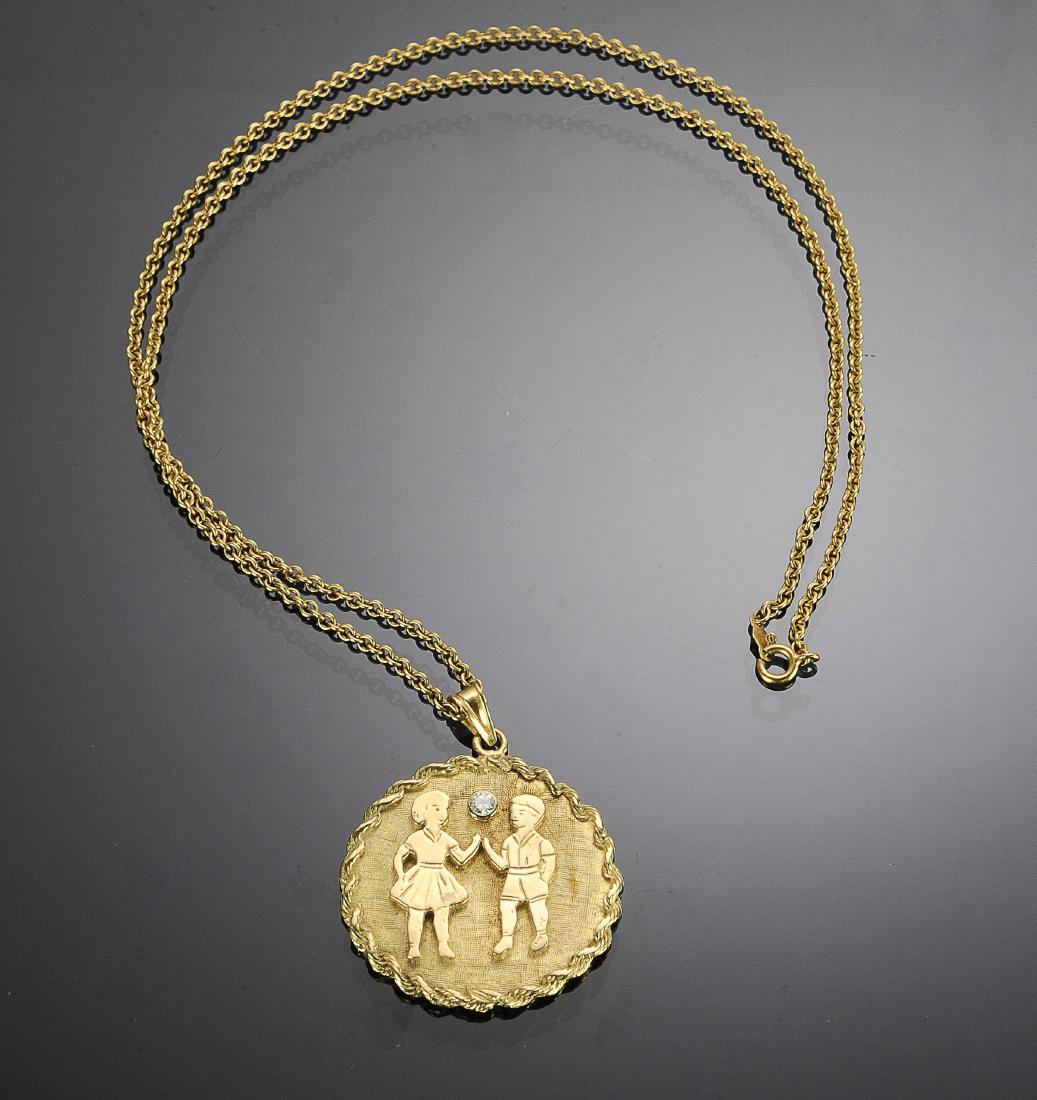 14K Gold & Diamond Pendant & Chain (1 of 2)