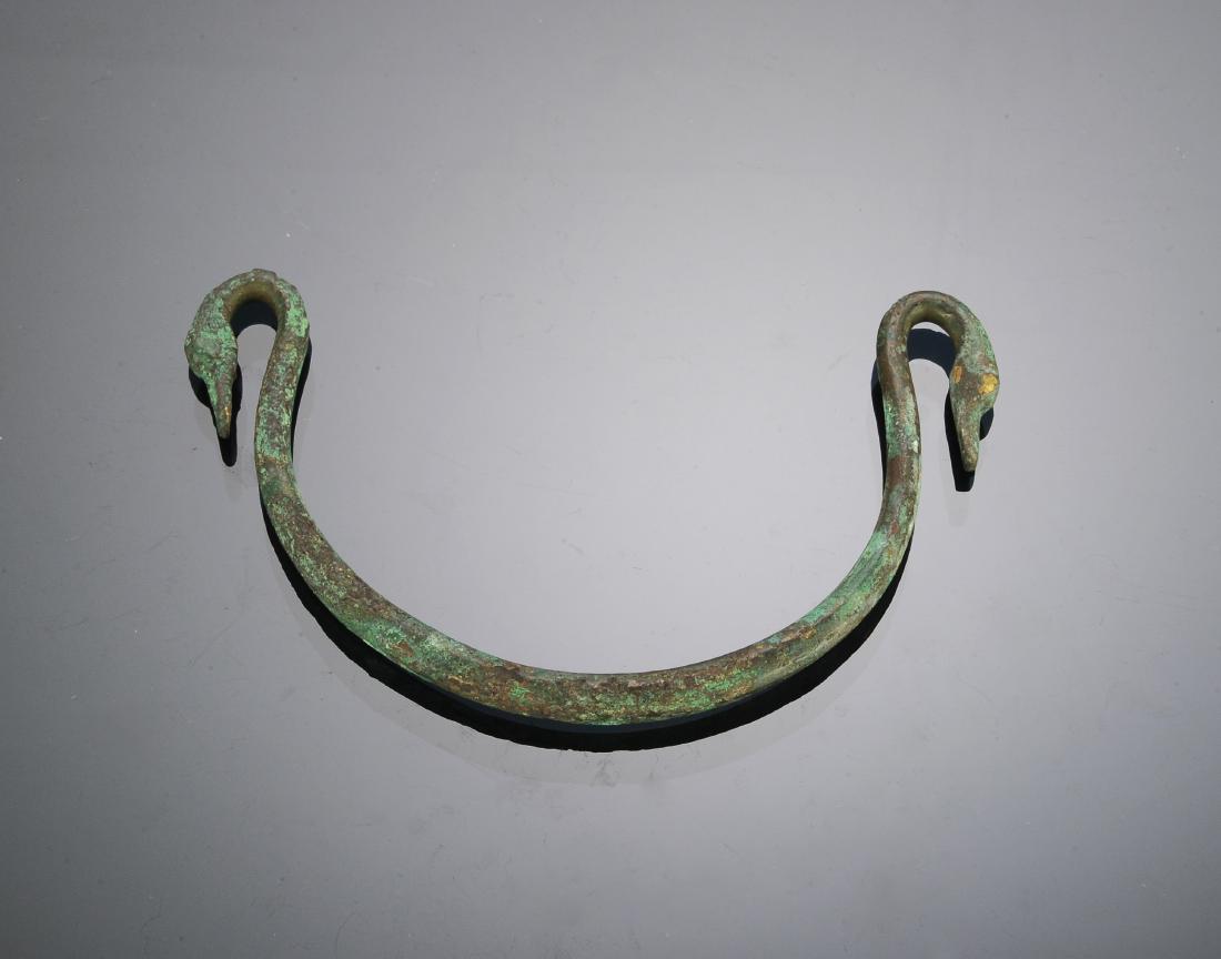 Roman Bronze Helmet Handle Swan Heads (1 of 2)