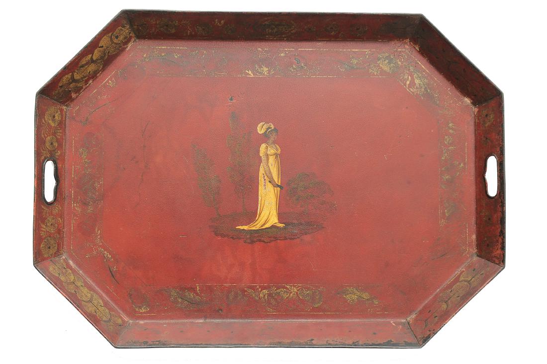 Early 19th Century Tole Coffin Serving Tray (1 of 2)