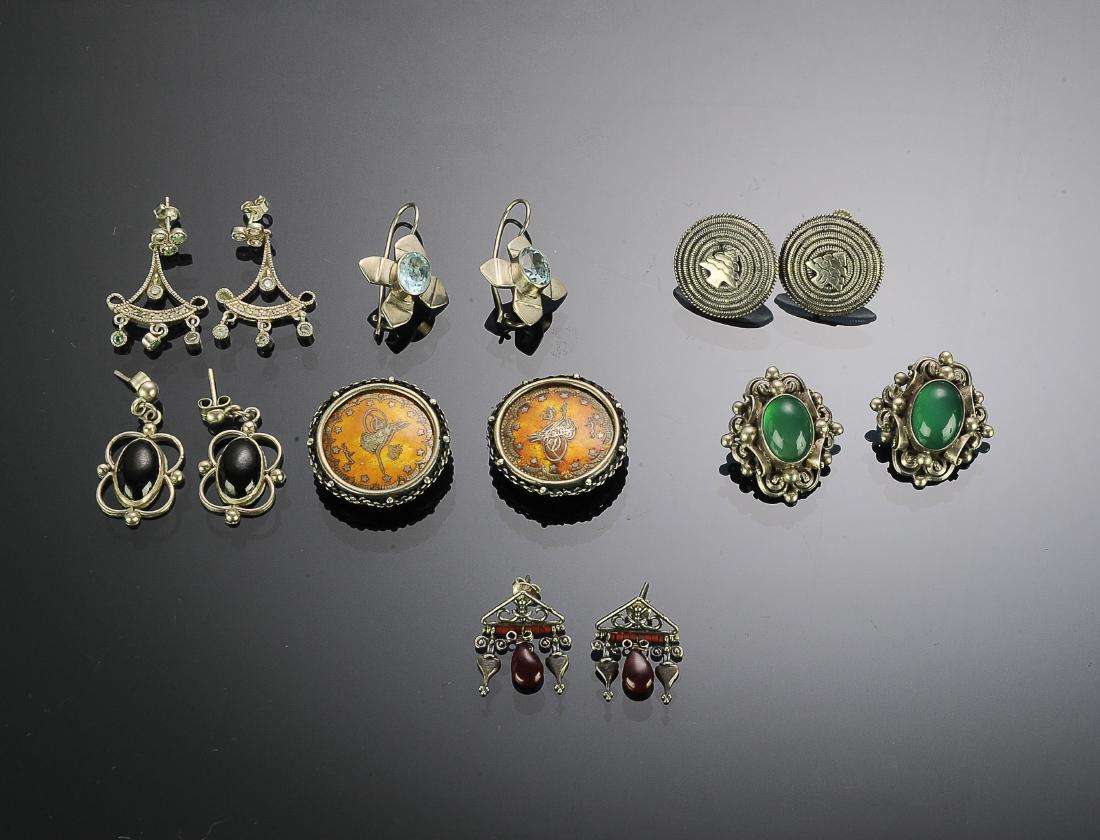 Sterling Coin Silver Earrings Peruzzi (7 pairs) (1 of 2)