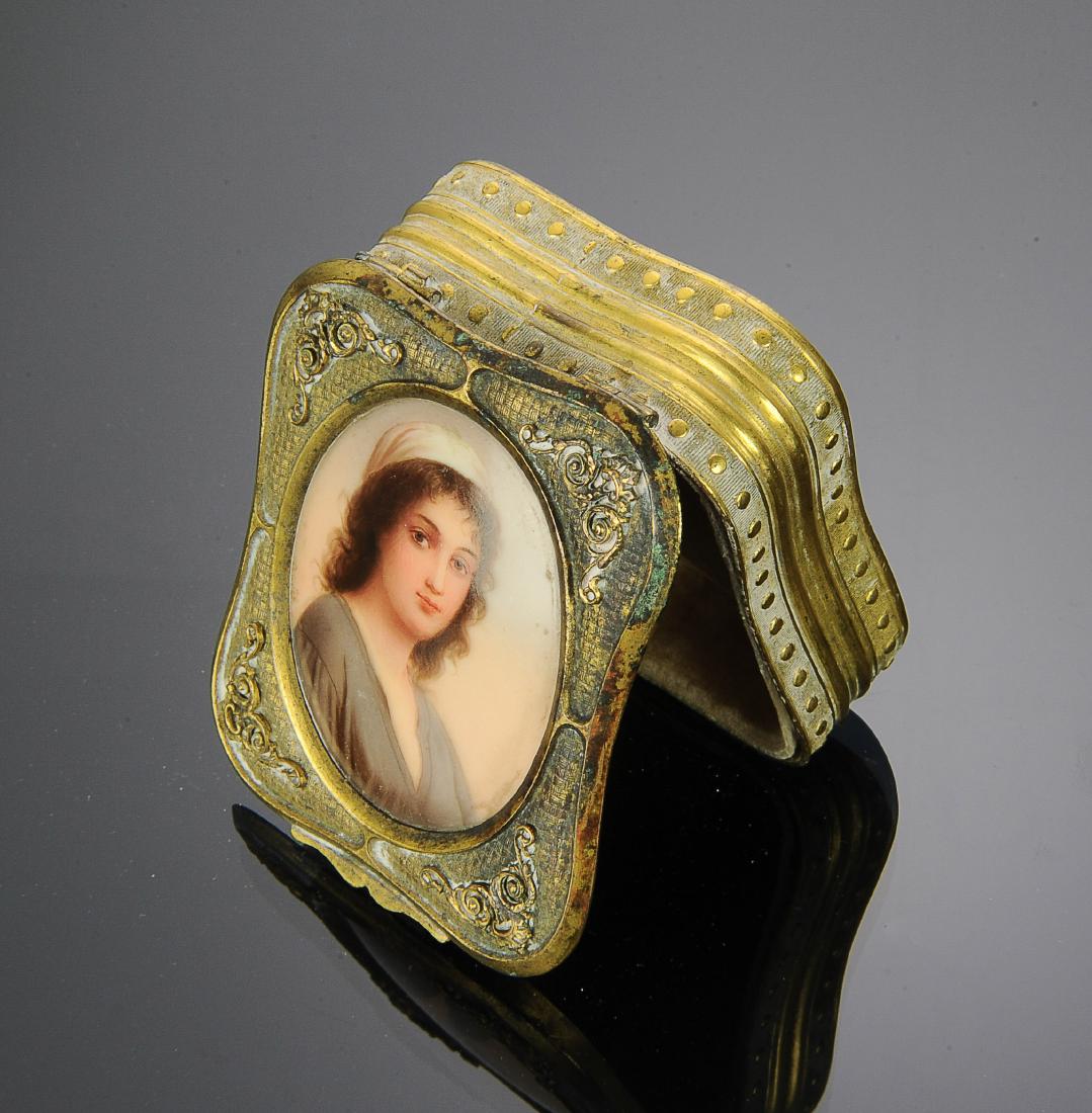 Brass Trinket Box with Porcelain Plaque of Ruth (1 of 3)