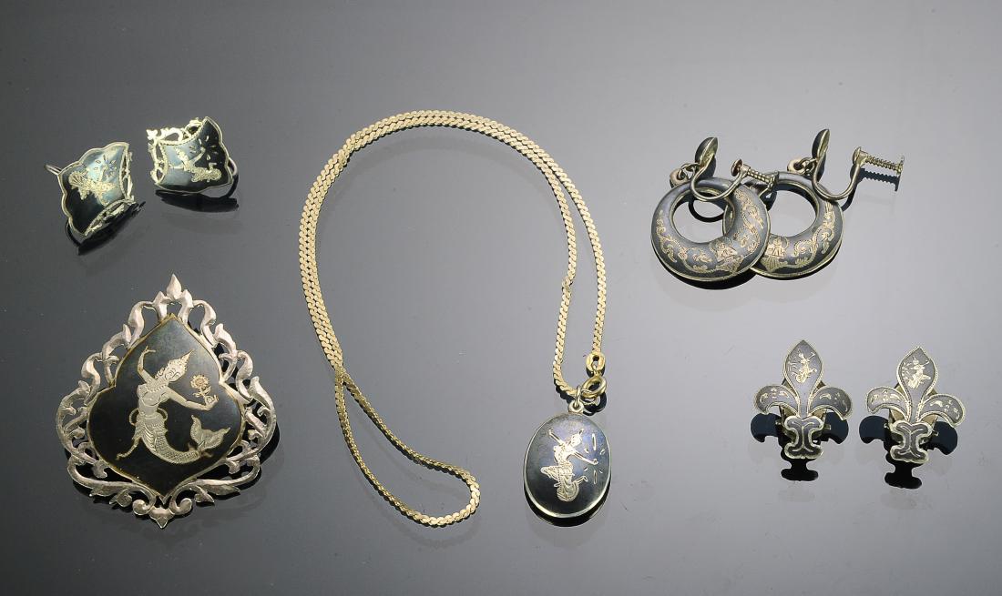 Siam Sterling Niello Jewelry Pieces & Sets (5) (1 of 2)