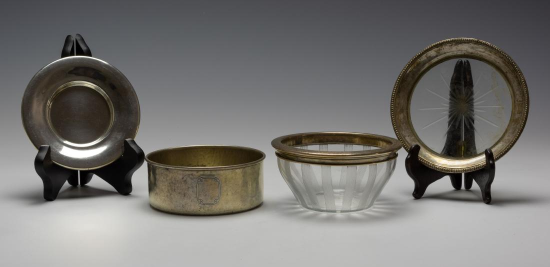 Sterling Bowl & Plate w/ Silver Rimmed Pieces (4) (1 of 2)