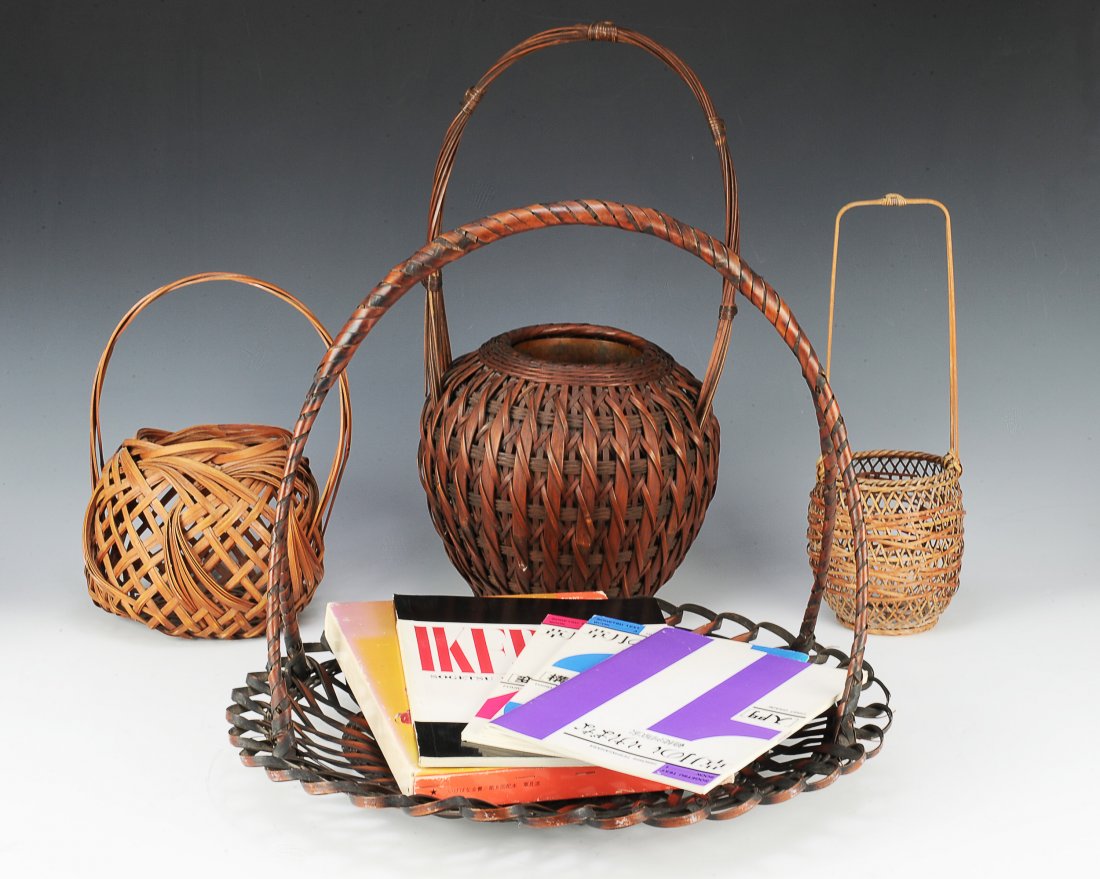 (4) Japanese Ikebana Baskets w/ 5 books (1 of 2)