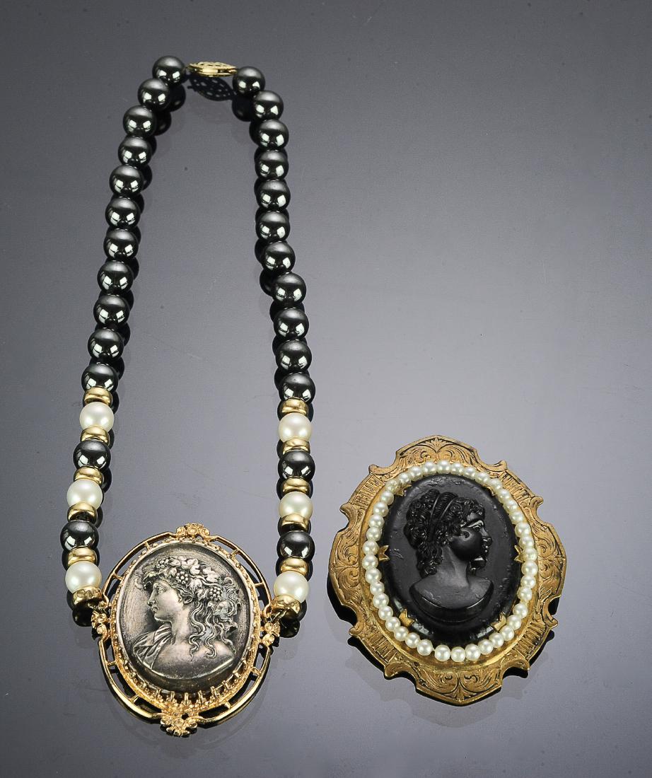 (2) Sterling Silver & 14K GF Cameo Choker Plus (1 of 2)