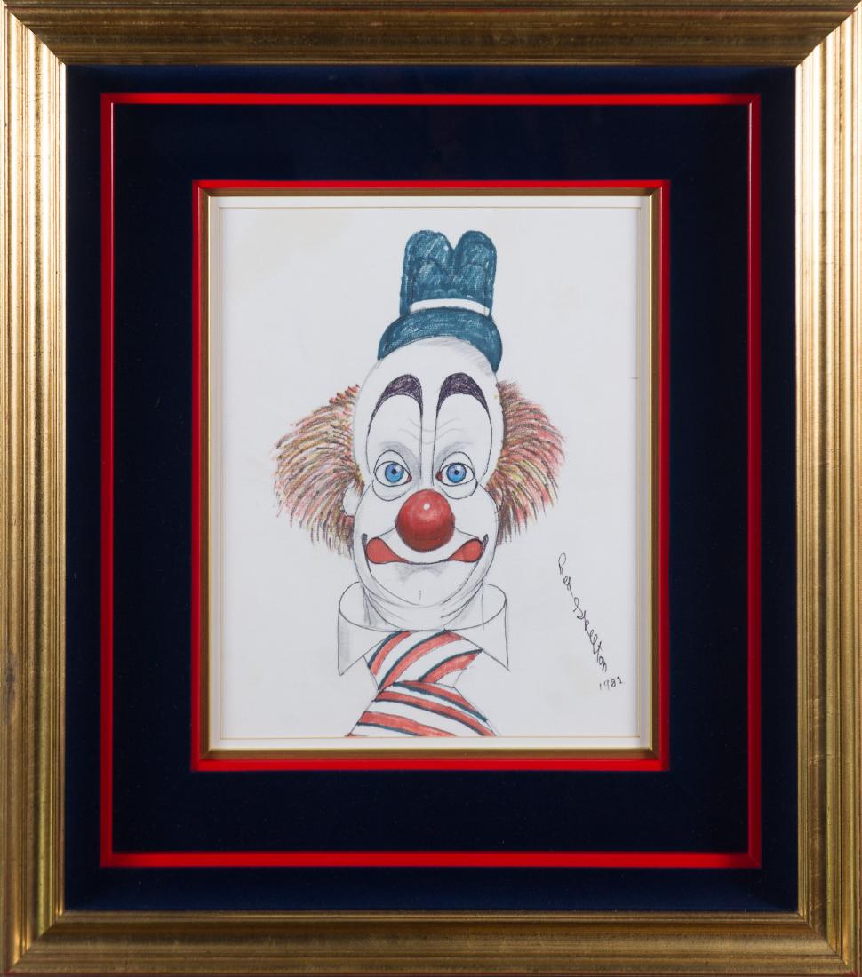 Red Skelton Drawing On Linen Clown America