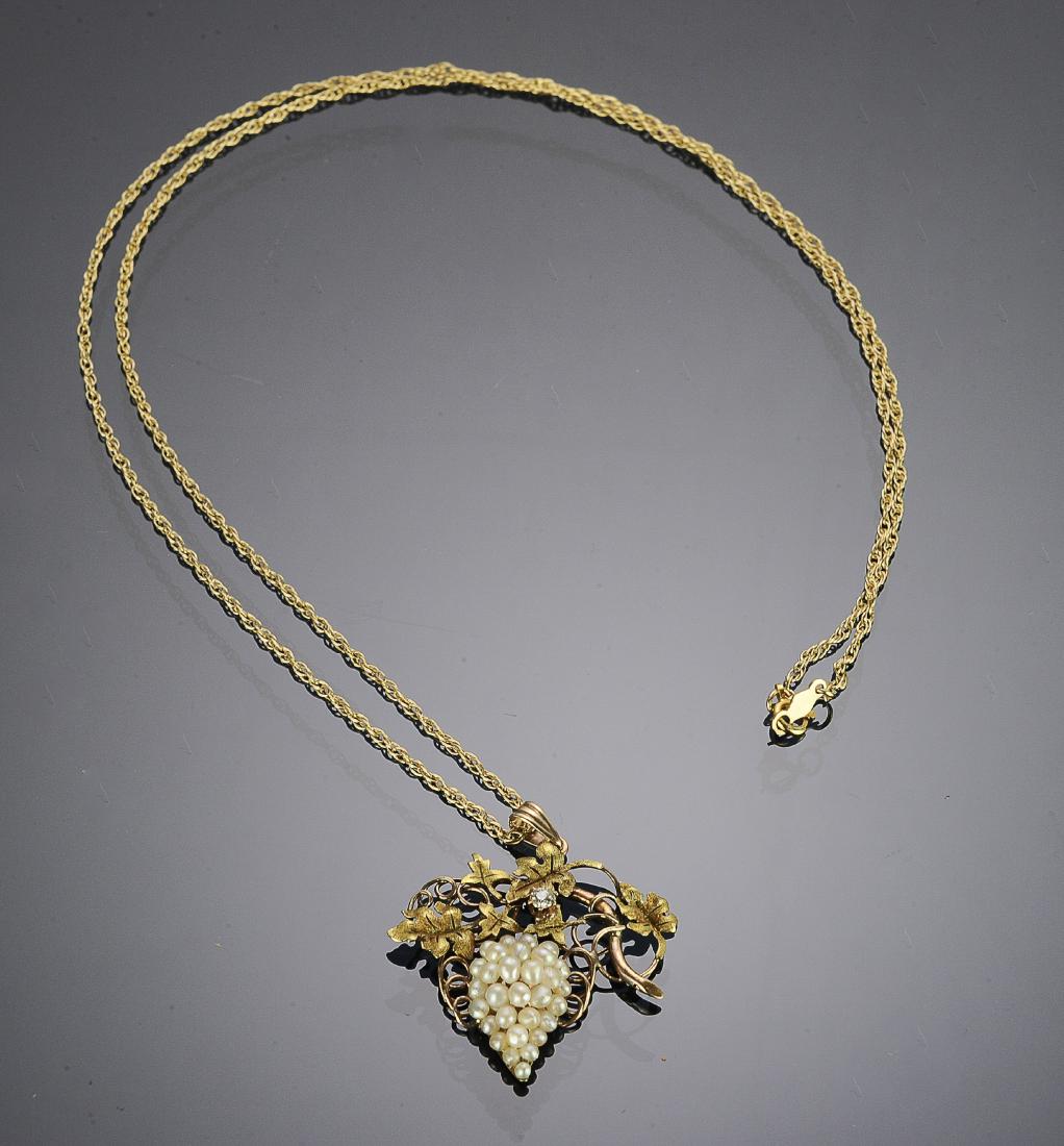 Grape Cluster Pendant Seed Pearls and Diamond (1 of 3)