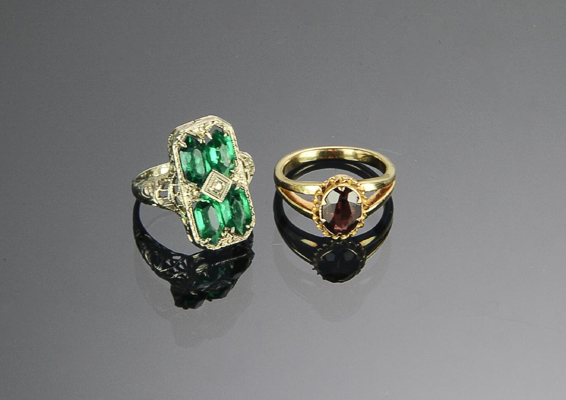 (2) Antique 14K Gold Rings Diamonds (1 of 3)