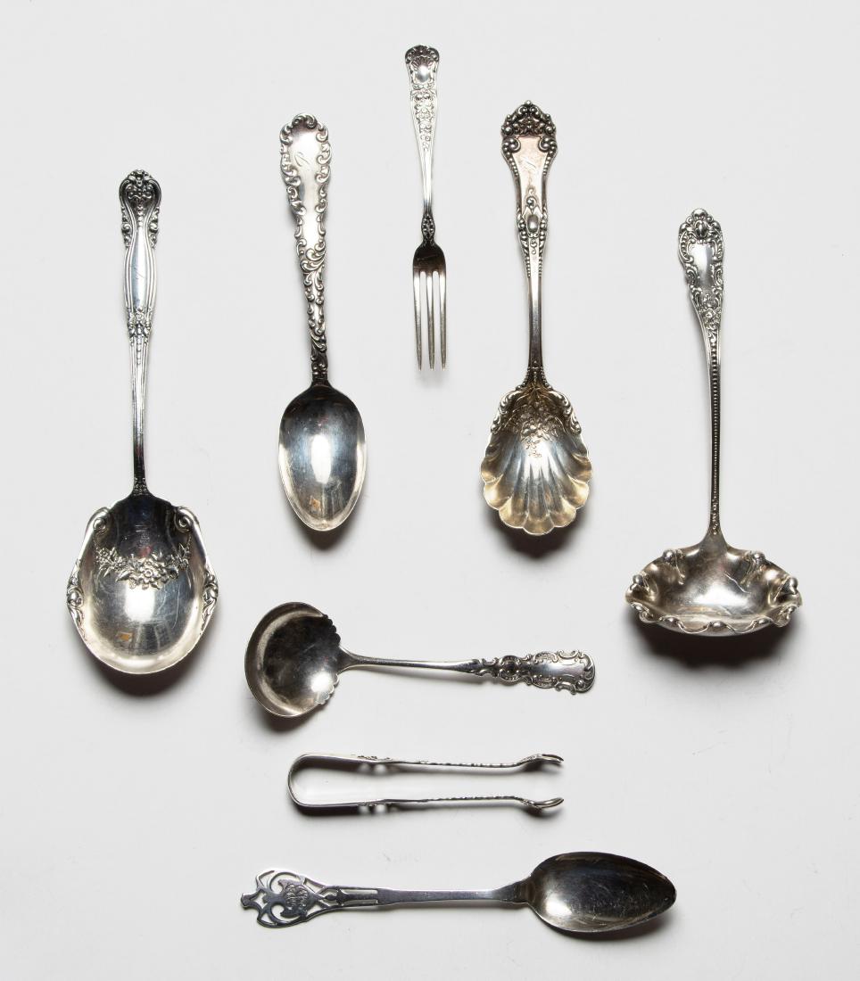 (8) Sterling Silver Utensils Tongs, Serving Spoons (1 of 3)