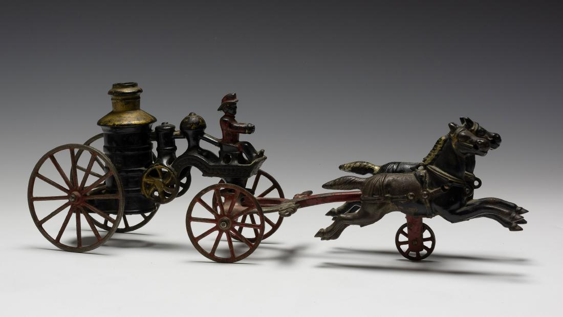 Cast Iron Horse Drawn Steam Fire Wagon by Hubley (1 of 5)