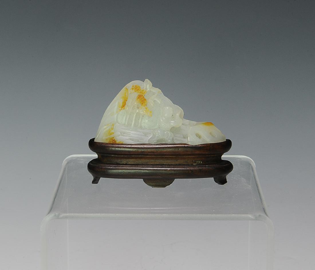 Chinese White Jade Carving w/ Skin, 18th C. (1 of 2)