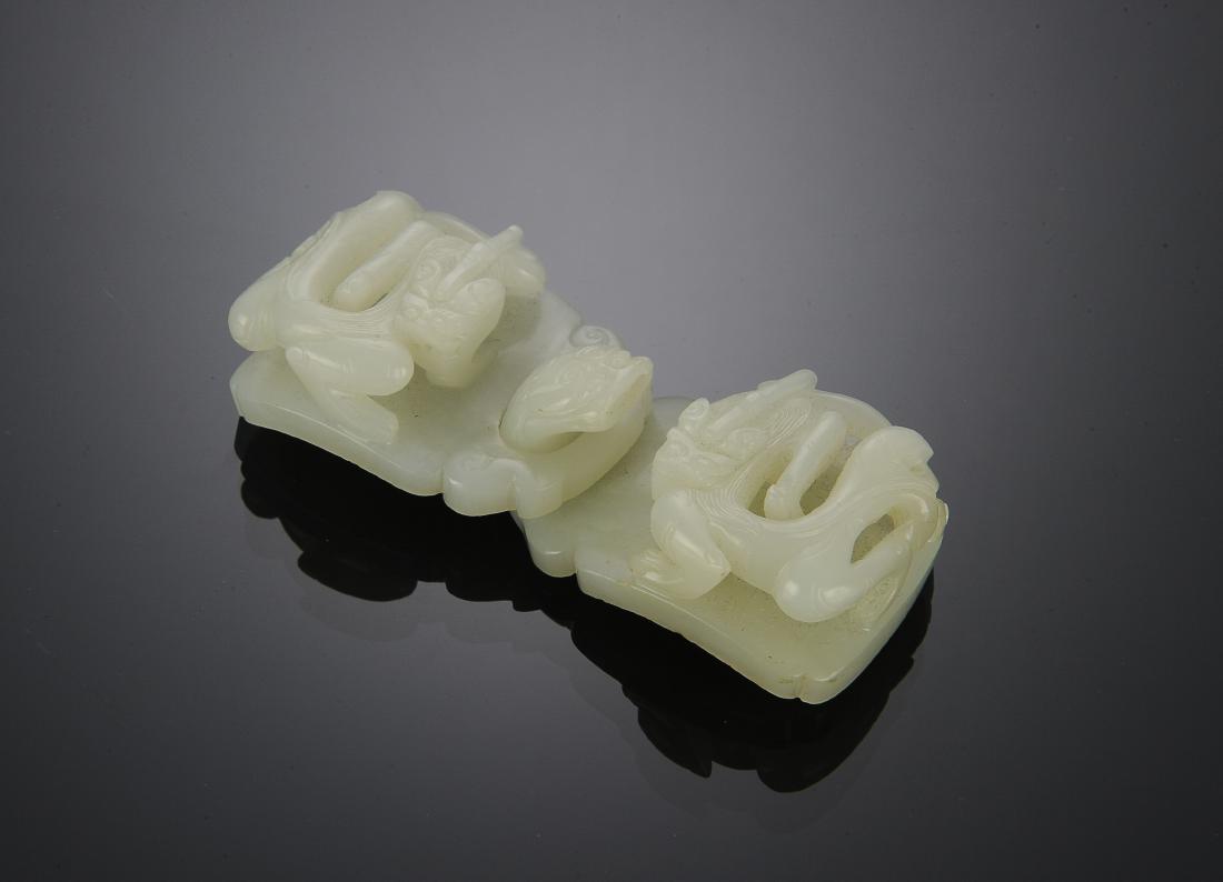 White Jade Chilong Belt Buckle, 18th Century (1 of 4)