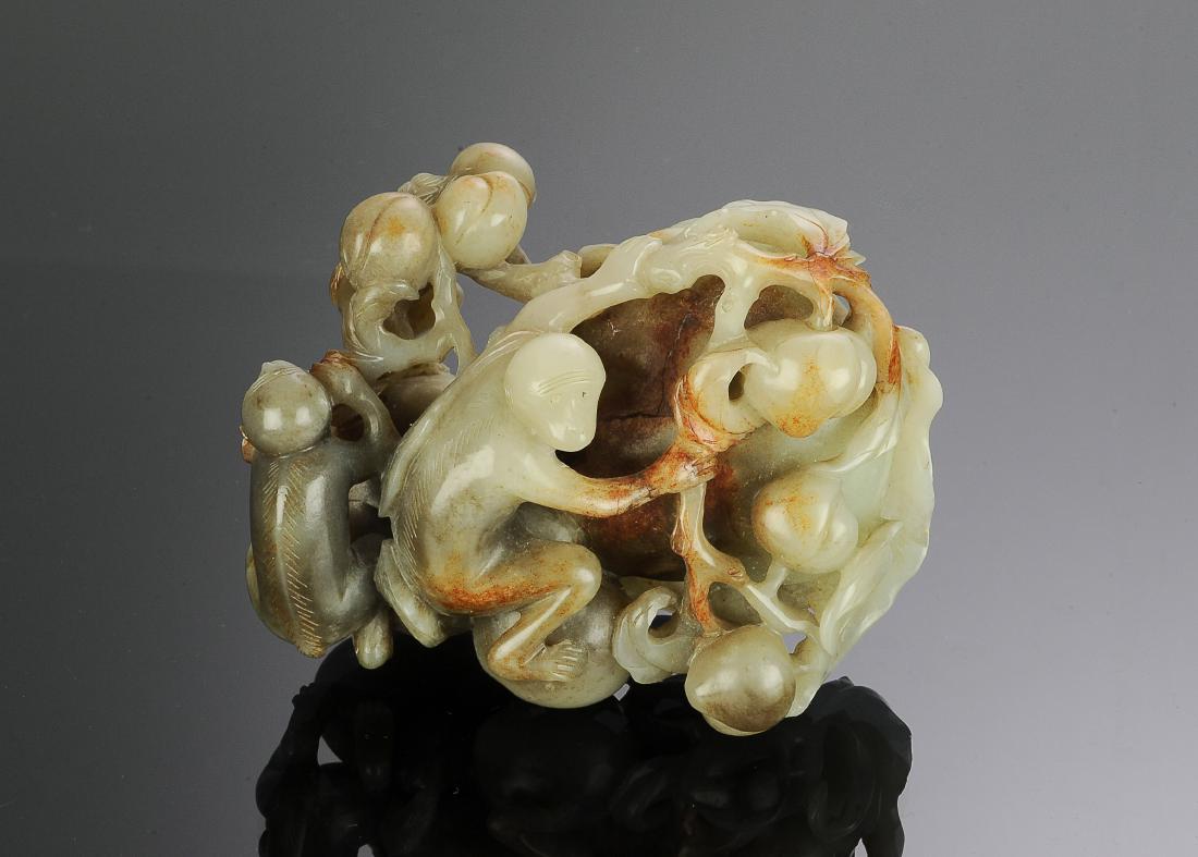 Chinese Jade Monkey & Peach Carving, 18th Century (1 of 6)