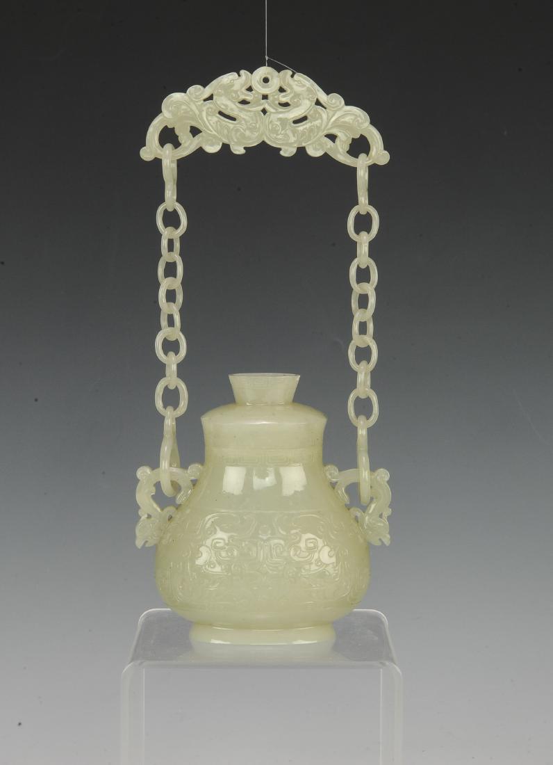 Chinese Jade Hanging Vase, 19th -20th C. (1 of 8)