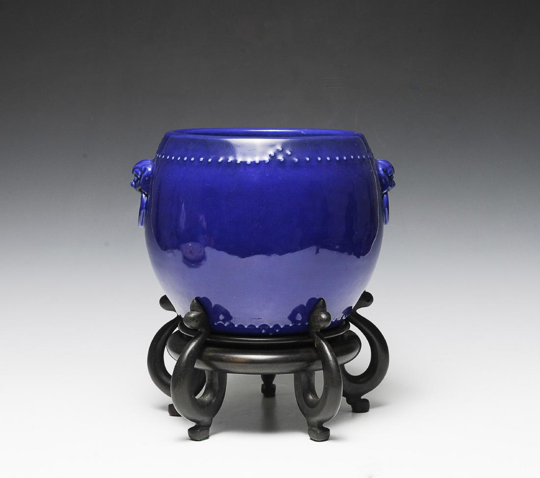 Chinese Blue Glazed Drum Vase, 18th Century (1 of 6)