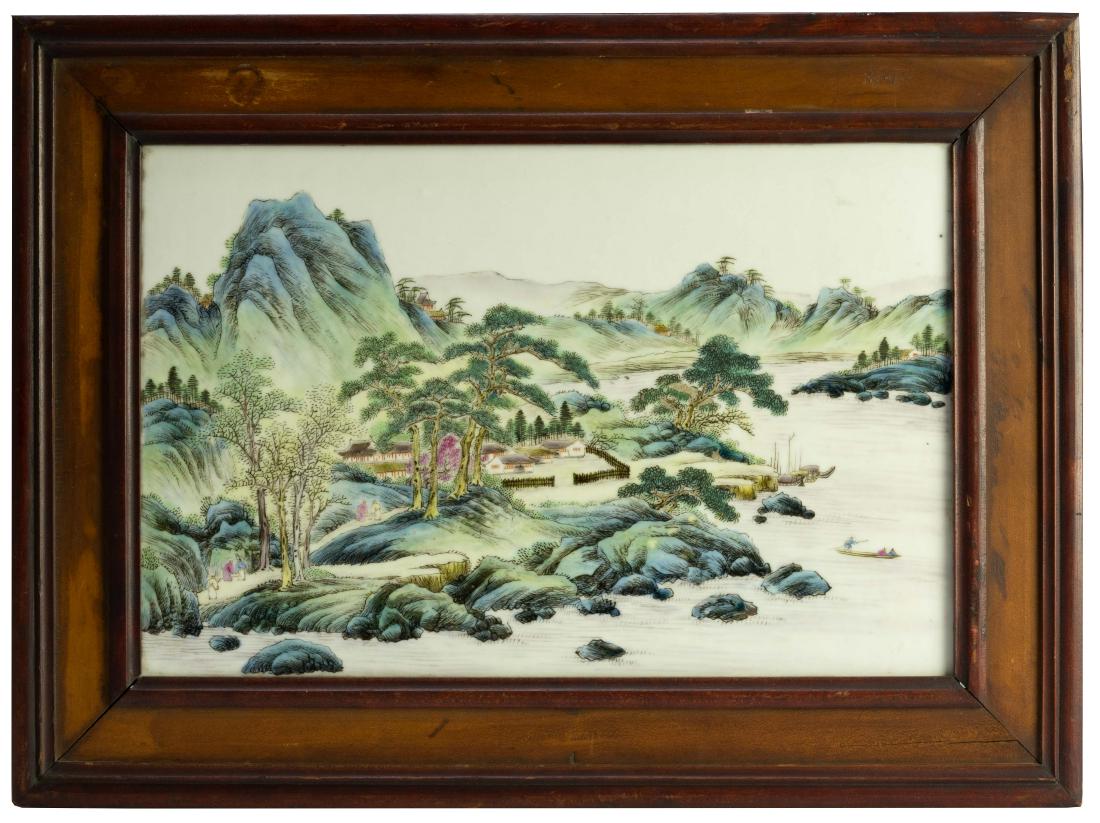Chinese Landscape Plaque w/ Frame, Republic (1 of 5)