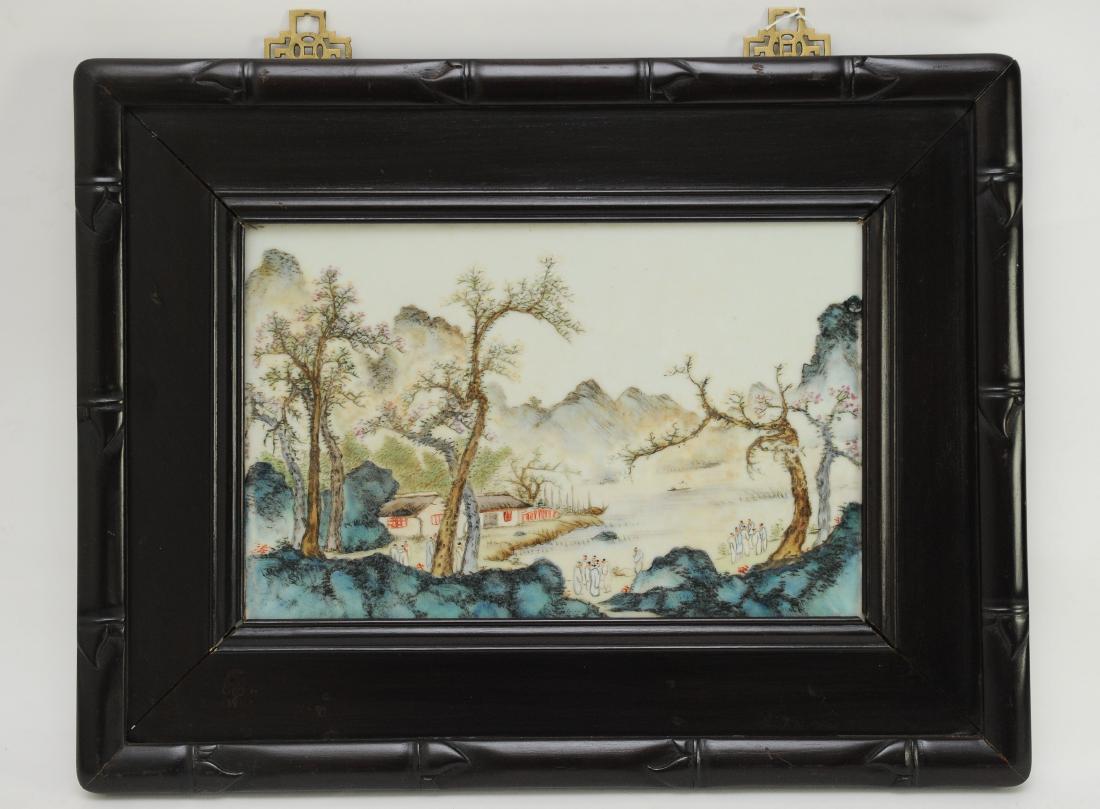 Chinese Famille Rose Landscape Plaque, Republic (1 of 4)