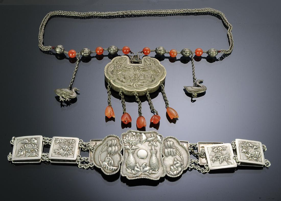 Chinese Silver Belt & Longevity Necklace 19th C. (1 of 10)