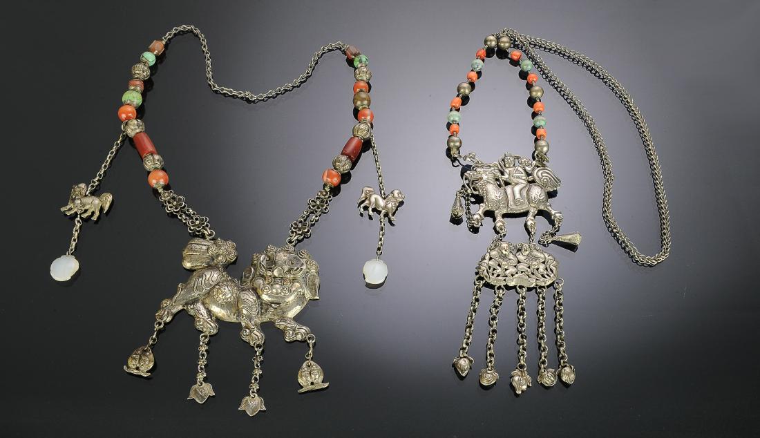 Set of 2 Chinese Silver Necklaces, 19th Century (1 of 7)