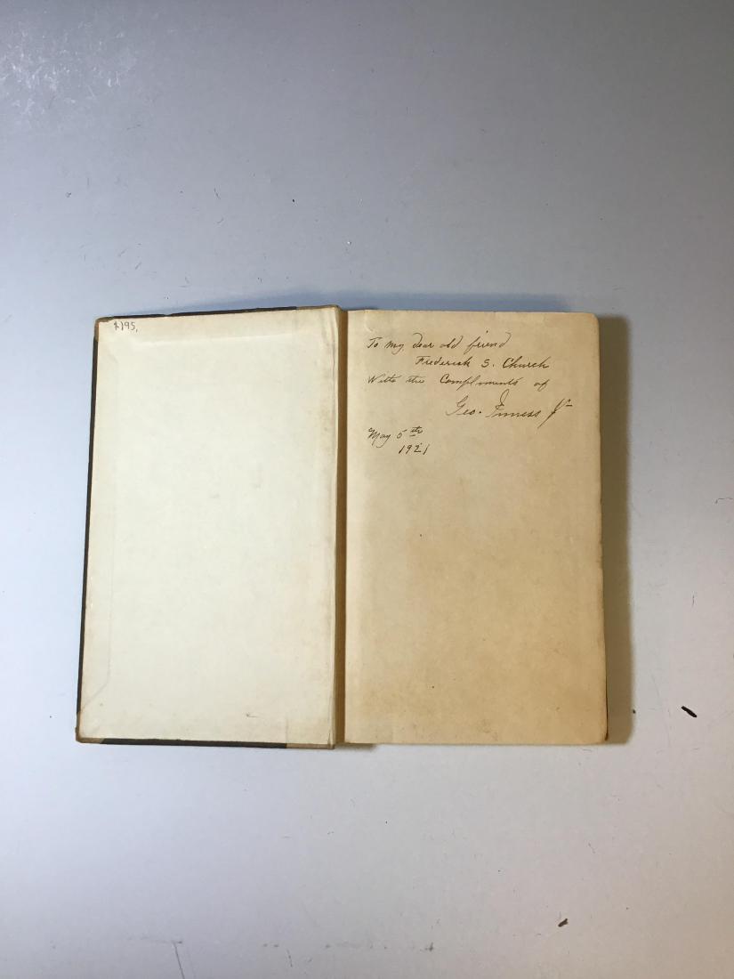 George Inness Random Thoughts Autographed Book: Author: George Inness (American 1853 - 1926), Title: Random Thoughts, Published: Privately by Inness, 1920, Dedicated by Inness as follows: To My Dear Old Friend Frederick S. Church With the Complimen