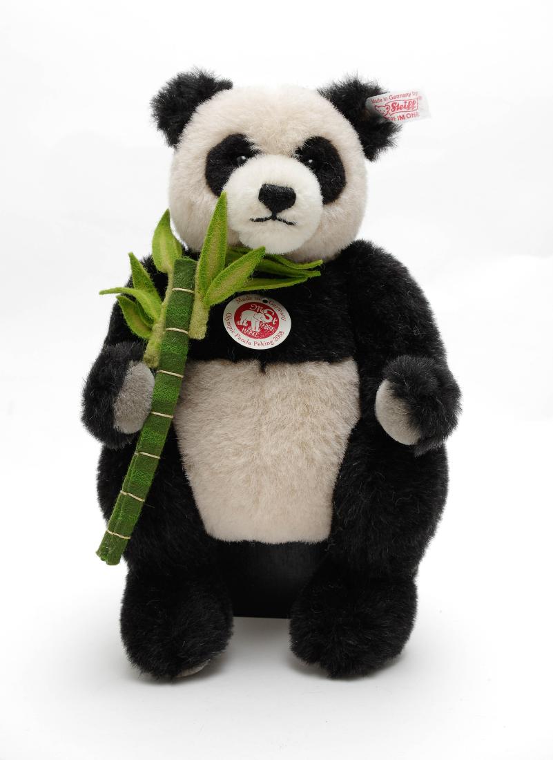 Boxed Steiff 2008 Olympic Panda: From a limited edition of 2008 made and in the original Steiff box and with all tags still attached. Dimensions are: the panda measures 10 " X 7". All measurements are approximate.