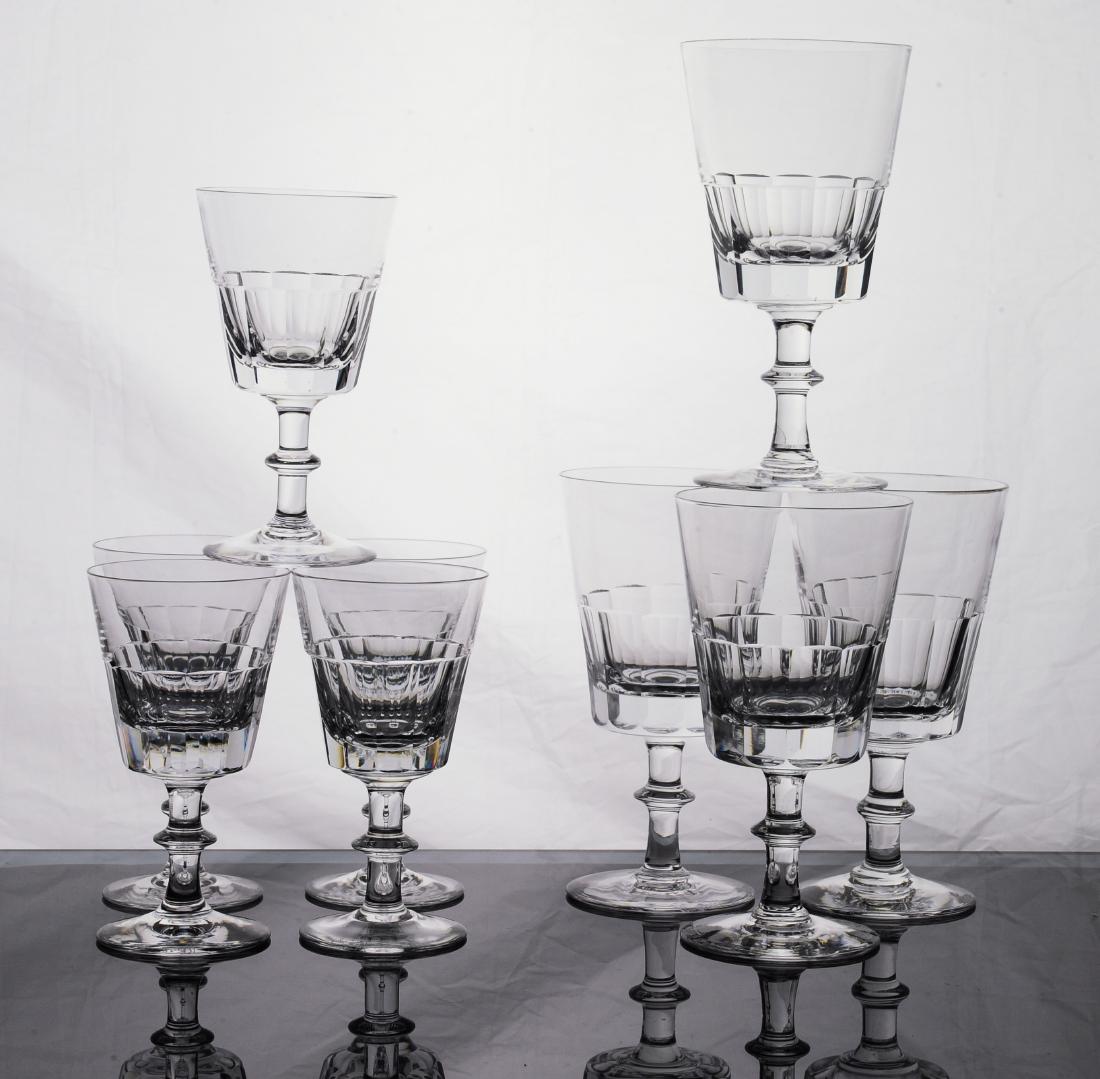 (9) Royal Brierly Regent Pattern Crystal Stem Ware: A set of five wine glasses and four water goblets. Dimensions are: Wine glasses - 5 1/8" tall, Water goblets - 6 5/16" tall. All measurements are approximate. Condition: No noted damage. Provenance: F