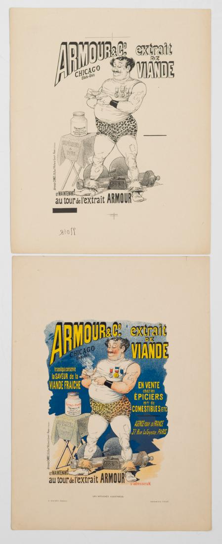 Armour & Co. Extrait Viande, Maitre L'affiche 1899: Maitre L'affiche - Armour & Co. Extract de Viande by A. Guillame. Color lithograph of man in leopard print shorts over white long undergarments drinking a cup of tea. Store advertisement for a Chicago