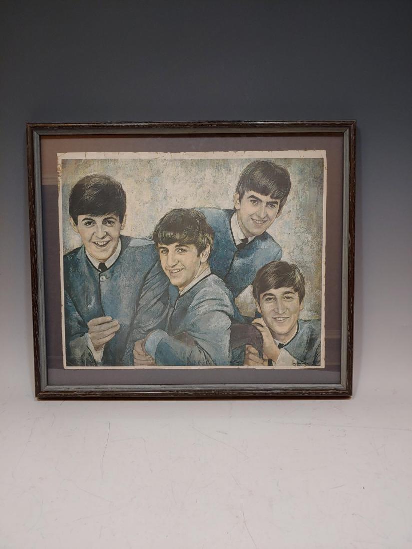 Beatles 1964 Buddies Club Canvas Portrait Print: Beatles 1964 Buddies Club Canvas Print depicting the Beatles (George Harrison, Ringo Starr, Paul McCartney and John Lennon), after the painting by Leo Jansen. Dimensions are: canvas - 13 3/4" tall x 1