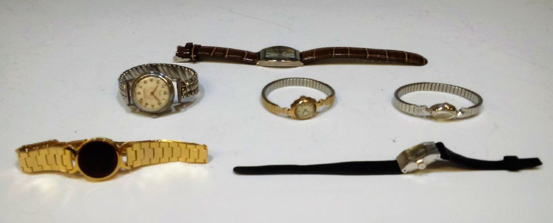 Set of 6 Vintage Analog and Digital Watches: Set of 6 vintage analog and digital watches, including Bulova woman's watch; an Endura man's watch; a StarLite woman's watch; a Seiko woman's watch with leather wrist band; an SKC man's watch with lea
