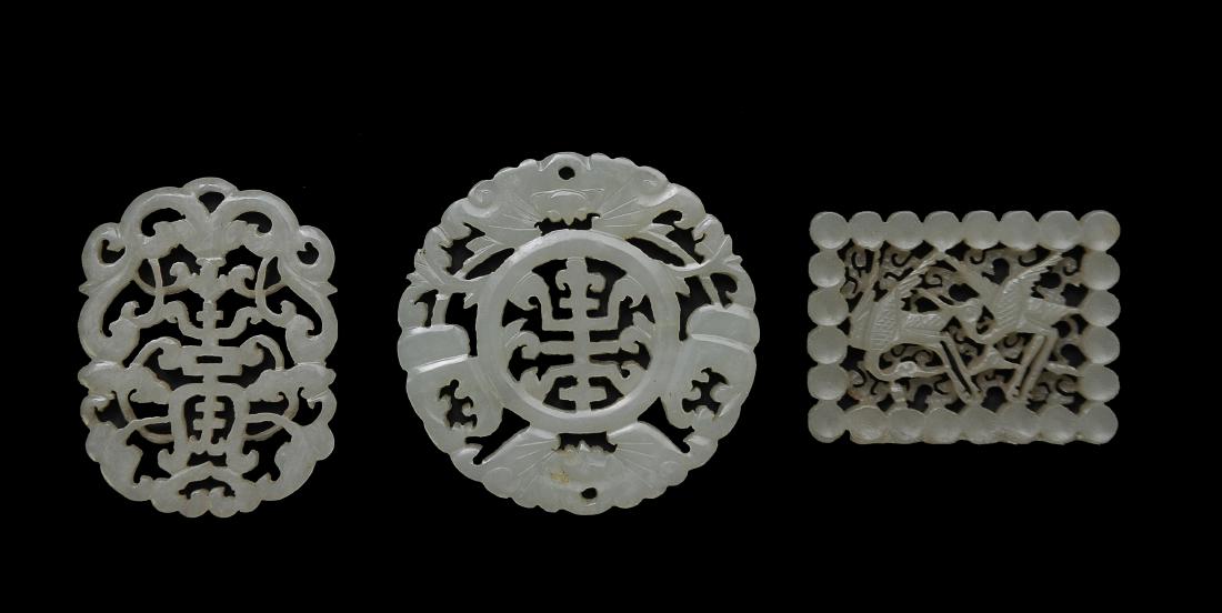 (3) Chinese Carved Jade Plaques, 18-19th Century (1 of 6)