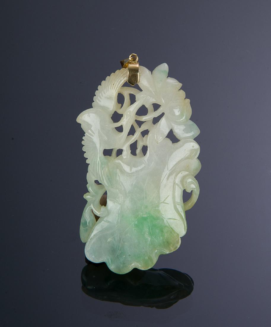 Chinese Jadeite Lotus Plaque, 19th Century (1 of 2)